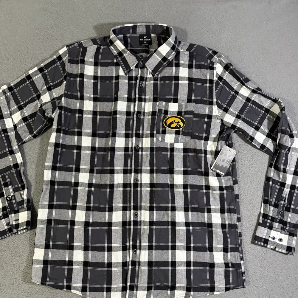 University Of Iowa‎ Hawkeye Flannel Colosseum Black white flannel Team XL NCAA
